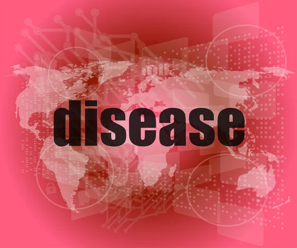 Palabras de enfermedad en la interfaz de pantalla táctil digital —  Fotos de Stock