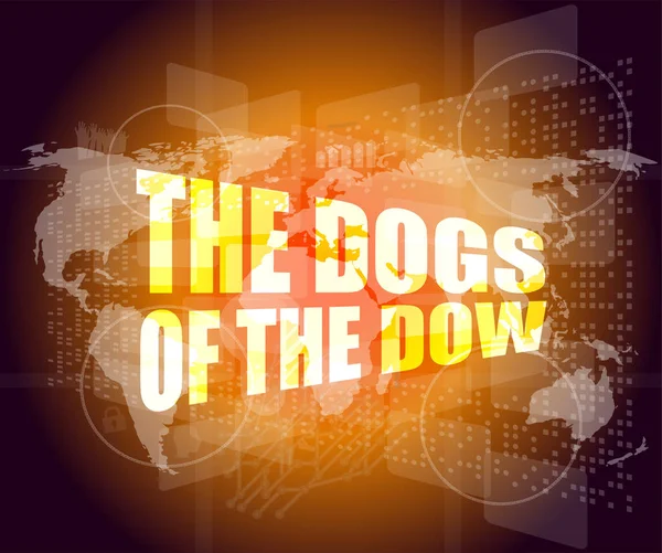 Los perros de la palabra dow en la pantalla digital —  Fotos de Stock
