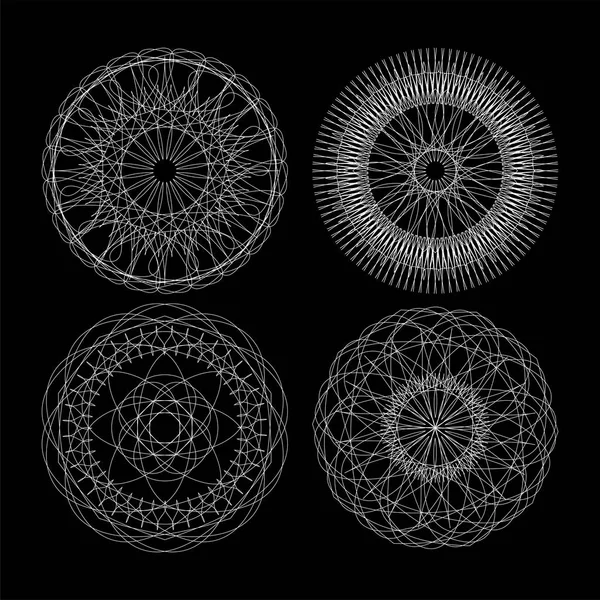 Коло мереживний орнамент, круглий орнаментальний геометричний візерунок, чорно-біла колекція — стокове фото
