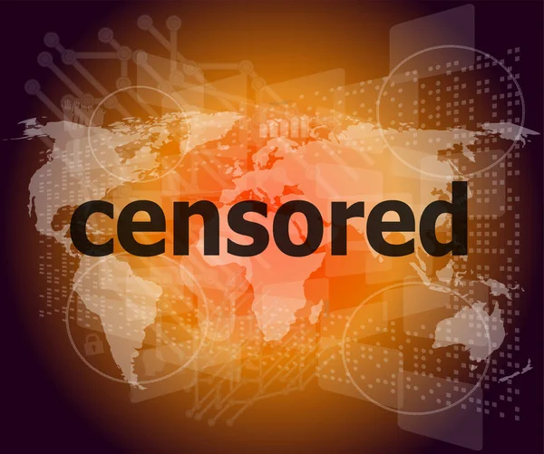 Censored text on digital touch screen - social concept — Stock Photo, Image