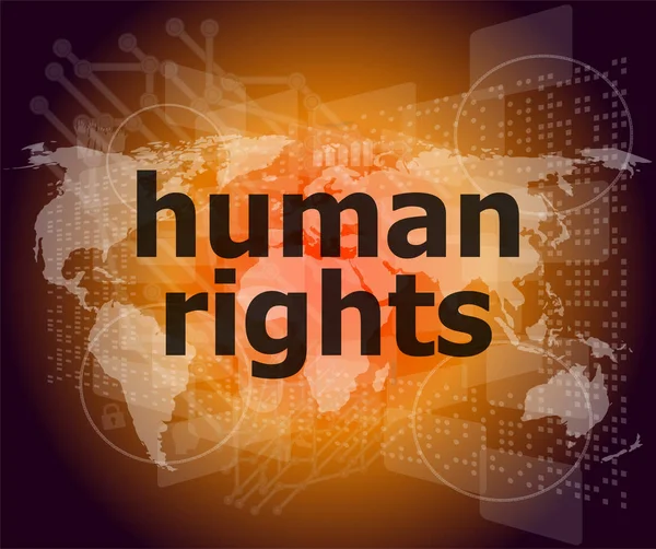 Понятие права: слова права человека на бизнес-цифровом фоне — стоковое фото