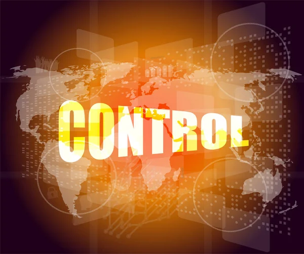 Control word on digital touch screen interface hi technology — Stock Photo, Image