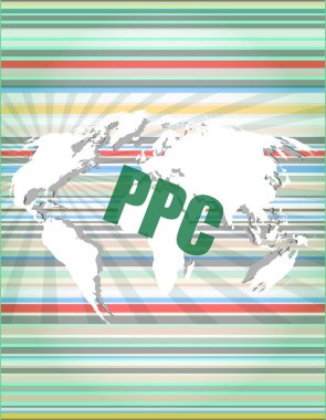 PPC kelime üstünde dijital dokunmatik ekran arayüzü
