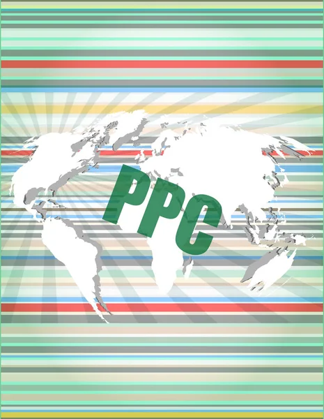 Ppc слова на цифровом сенсорном интерфейсе — стоковое фото