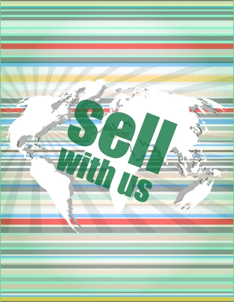 Sell with us word on digital screen — Stock Photo, Image