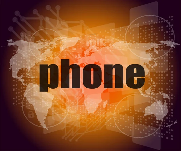 Palabra del teléfono en la pantalla táctil digital, concepto de negocio —  Fotos de Stock