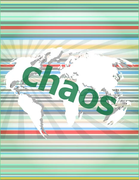 Chaos word op zakelijke digitale touchscreen. concept van bronvermelding, info, getuigenissen, kennisgeving, textbox — Stockfoto