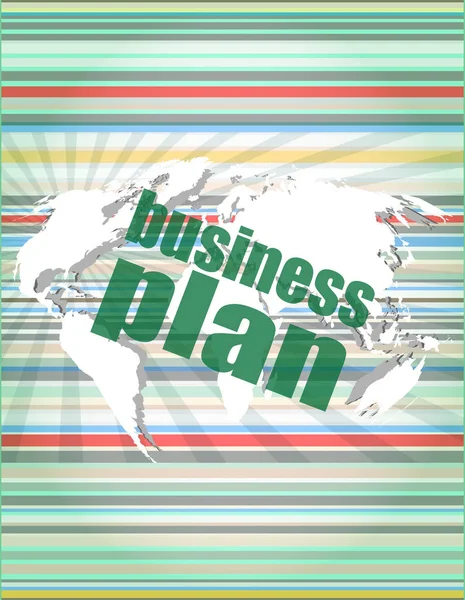 Conceito de gestão: palavras de plano de negócios na tela digital — Fotografia de Stock