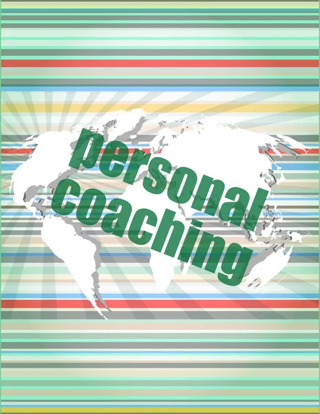 Word personal coaching on digital screen 3d, business concept — Stock Photo, Image