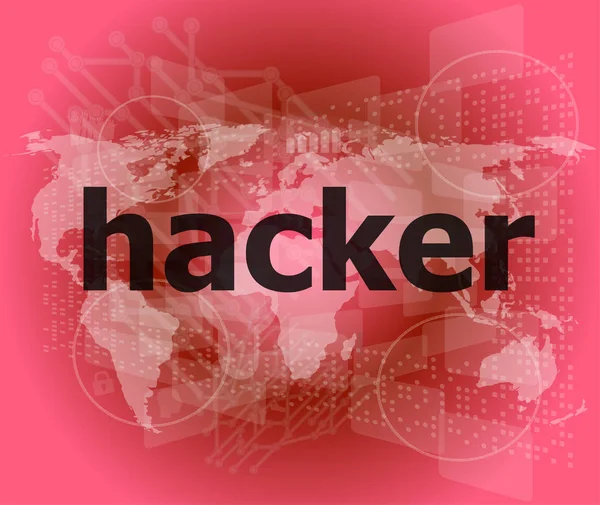 Concepto de privacidad: palabras Hacker sobre fondo digital — Foto de Stock