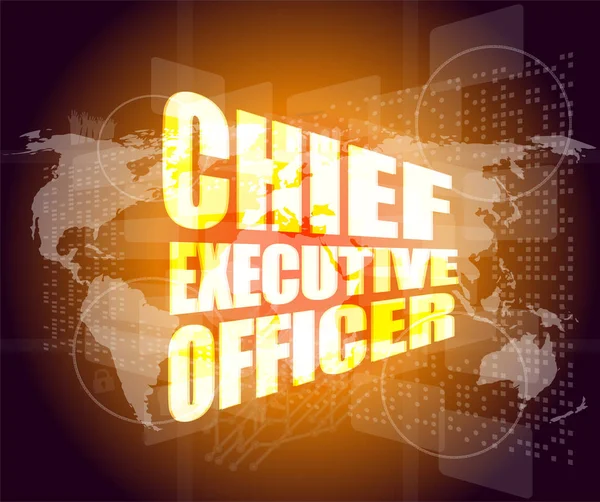 Chief executive officer words on digital screen background with world map — Stock Photo, Image