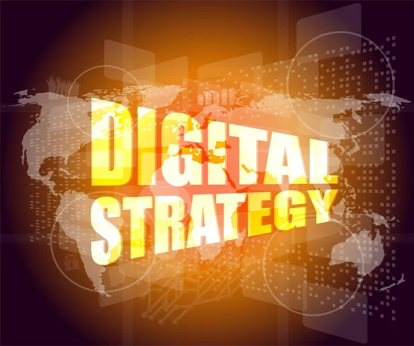 Parola di strategia digitale sul touch screen digitale — Foto Stock