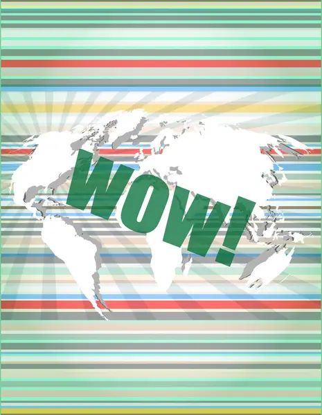 Wow word op digitaal scherm, global communication concept — Stockfoto