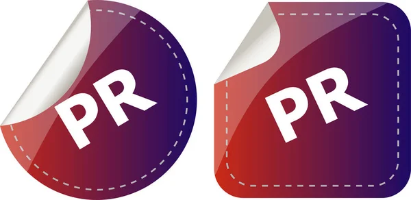 Pr word on stickers set, icon button — Stock Photo, Image