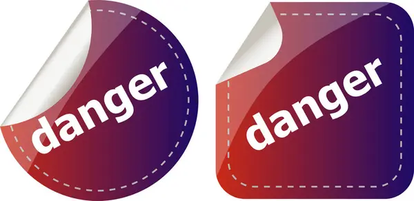Danger word on stickers web button set, label, icon — Stock Photo, Image