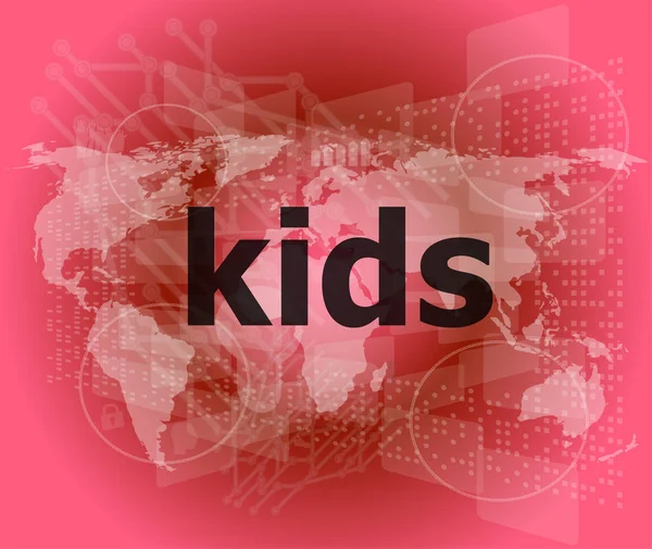 Çocuğun kelime sanal dijital arka plan üzerinde — Stok fotoğraf