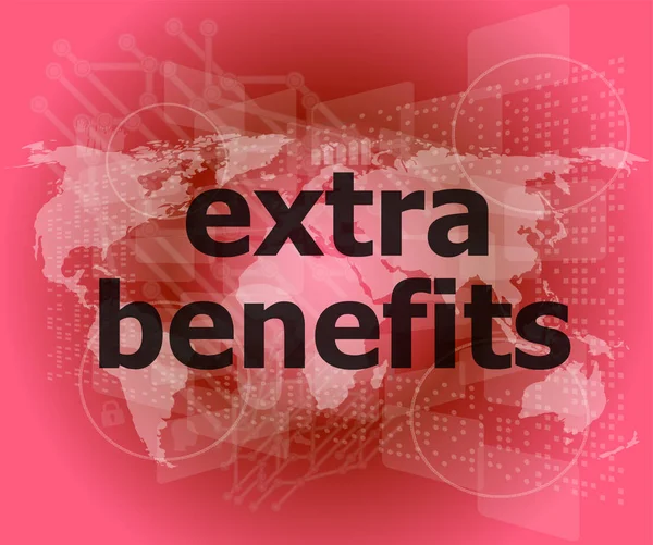 Extra benefits slogan poster concept. Financial support message design — Stock Photo, Image