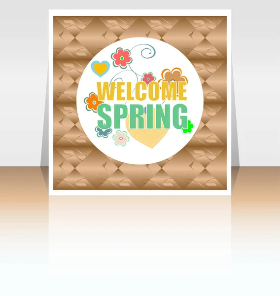 Bienvenido palabras de primavera en la tarjeta de vacaciones — Foto de Stock