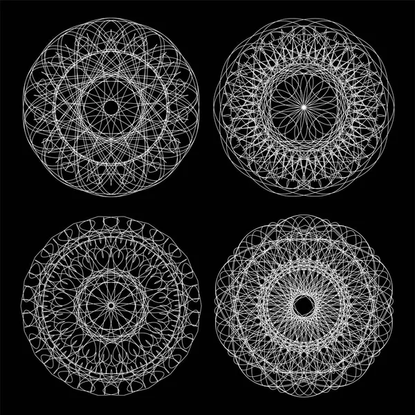 ギョーシェを設定します。黒と白のサークル レース飾り, 装飾用の幾何学模様ラウンド — ストック写真