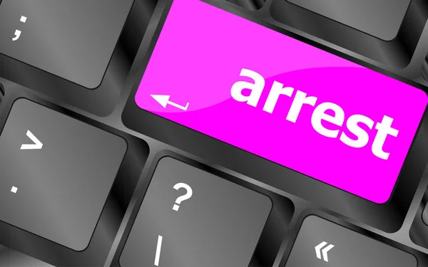 Arrest word on computer pc keyboard key — Stock Photo, Image