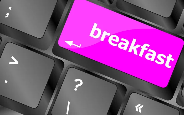 Breakfast word on computer keyboard key. laptop — Stock Photo, Image