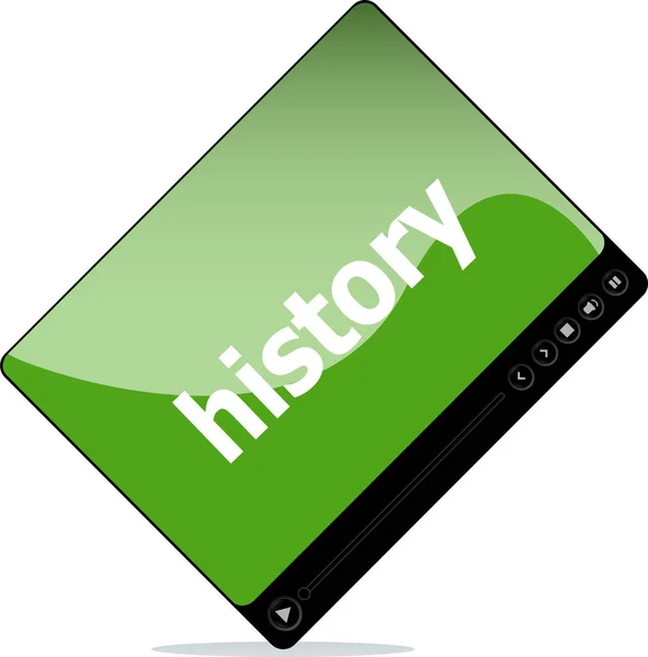 Sociale media concept: media player-interface met geschiedenis woord — Stockfoto
