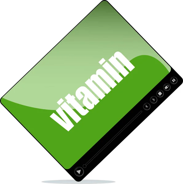 Vitamini kelime ile web için video oynatıcı — Stok fotoğraf