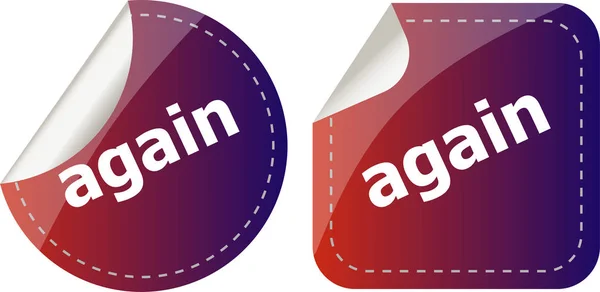 Again word on stickers button set, label — Stock Photo, Image