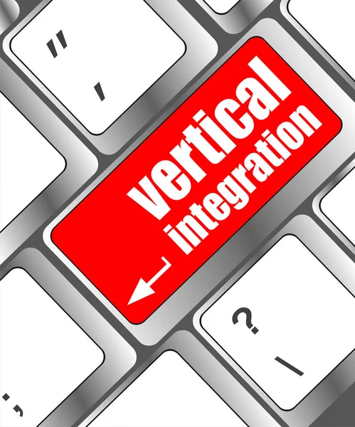 Computador digite teclas de teclado com palavras de integração vertical — Fotografia de Stock