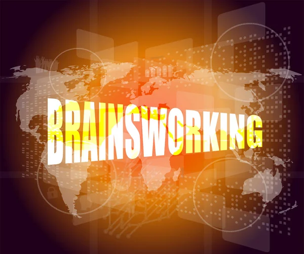 Ord hjärnorarbetar på pekskärm teknik bakgrund — Stockfoto