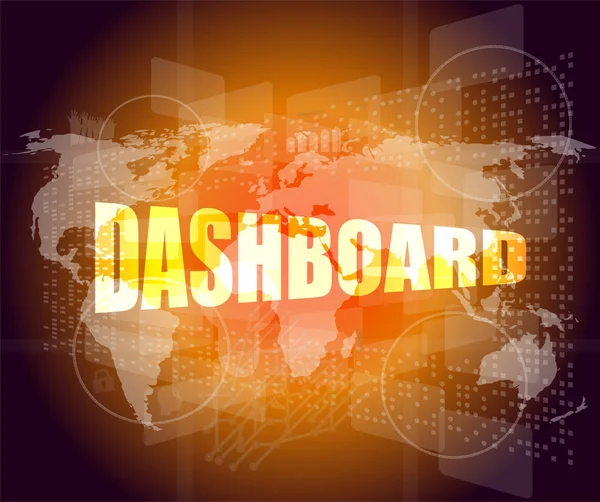 Dashboard word on digital binary touch screen — Stock Photo, Image