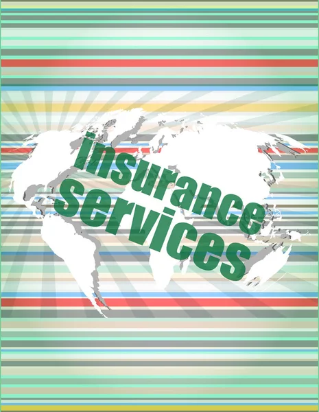 Servicios de seguros de palabras en pantalla digital —  Fotos de Stock