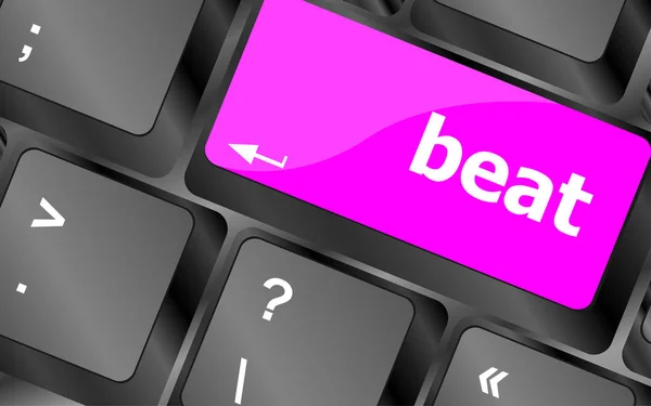 Beat word on keyboard key, notebook computer button — Stock Photo, Image