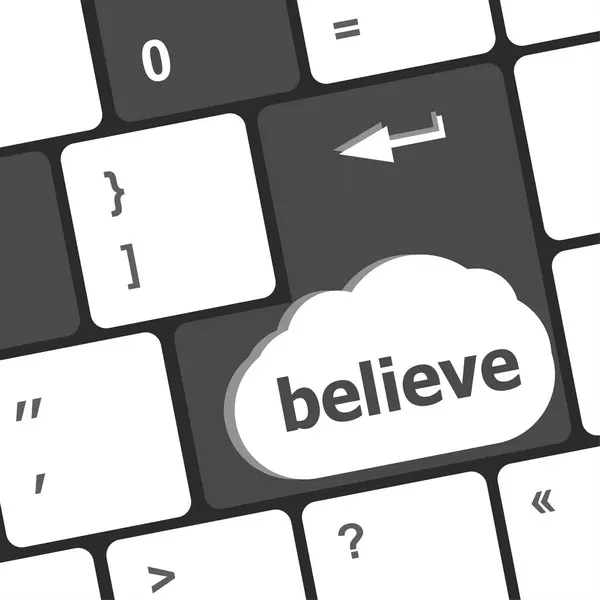 Social media key with believe text on laptop keyboard — Stock Photo, Image