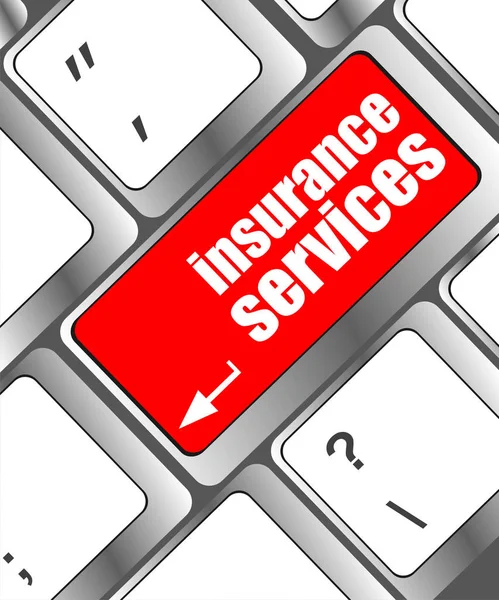 Toetsenbord met knop verzekeringsdiensten, internetconcept — Stockfoto