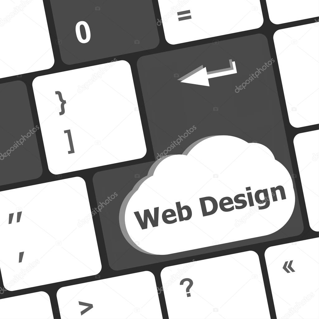 Web design text on a button keyboard key