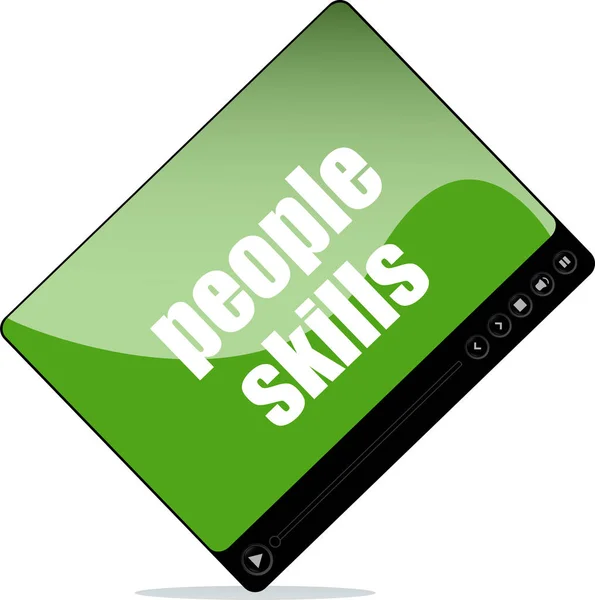 Video player for web with people skills words — Stock Photo, Image