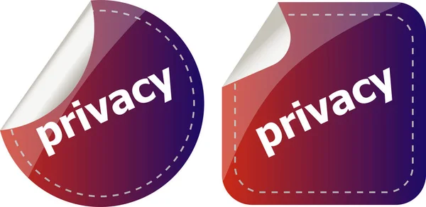 Adesivi etichetta set business tag con la parola privacy — Foto Stock
