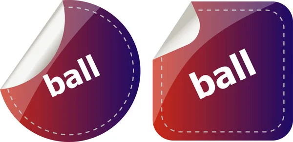 Ball word on stickers button set, label — Stock Photo, Image