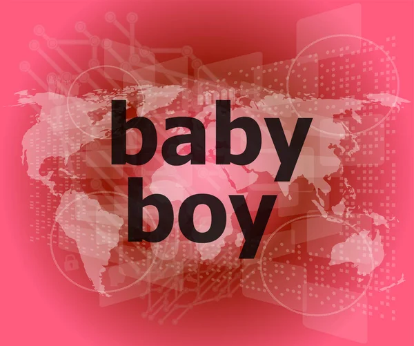Baby boy szó a virtuális digitális háttér — Stock Fotó