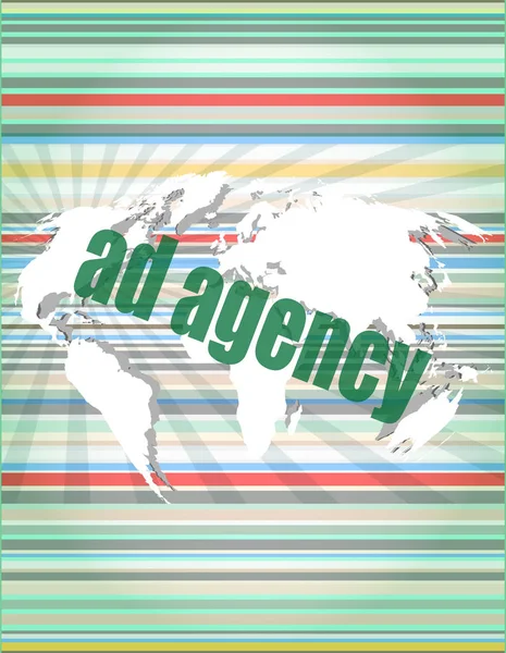 Pixeled word Ad agency on digital screen