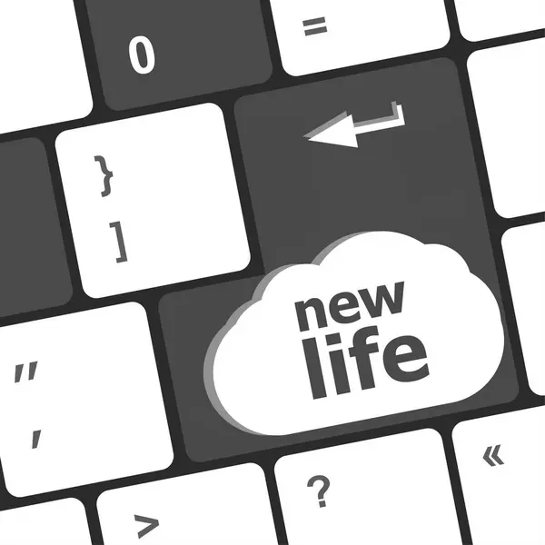 新しい生命の言葉と黒のキーボードキー — ストック写真