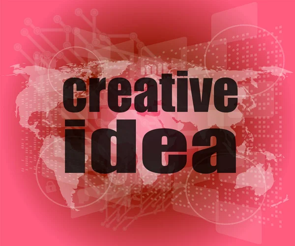 Słowa kreatywnych pomysłów na ekranie cyfrowym. koncepcja działalności gospodarczej — Zdjęcie stockowe