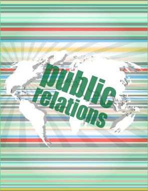 Sosyal kavramı: halkla ilişkiler kelime dijital ekranda