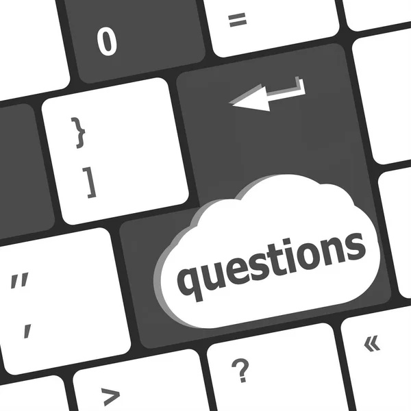 Computer keyboard key with key questions, closeup — Stock Photo, Image