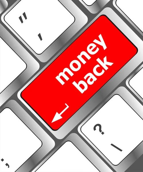 Tastaturtasten mit Geld-zurück-Text auf Knopf — Stockfoto
