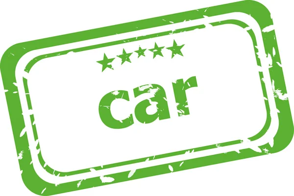 Car on rubber stamp over a white background — Stock Photo, Image
