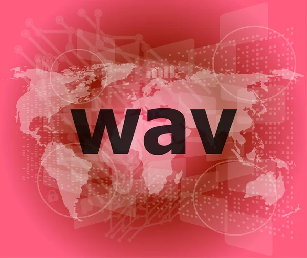 Ψηφιακή έννοια: wav λέξη στην ψηφιακή οθόνη — Φωτογραφία Αρχείου