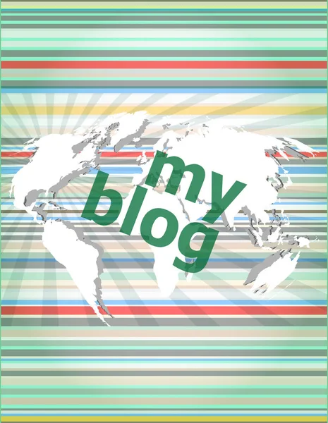 Mijn blog - groene digitale achtergrond - wereldwijde internet concept van bronvermelding, info, getuigenissen, kennisgeving, textbox — Stockfoto