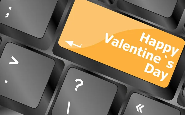 Feliz día de San Valentín botón en el teclado - concepto de vacaciones — Foto de Stock